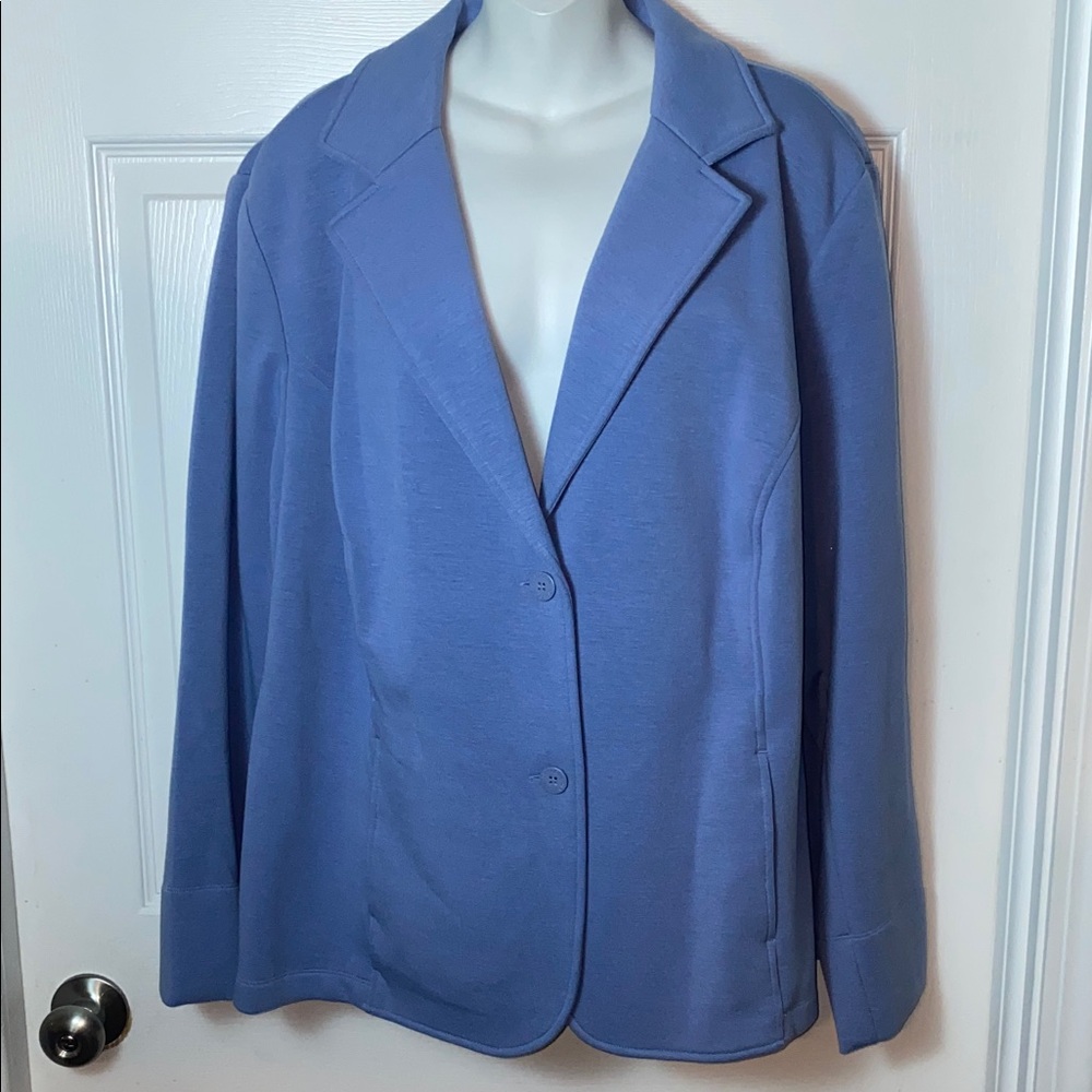Dialogue Women's Soft Periwinkle Blazer Two Button Pockets